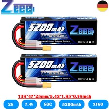 2x Zeee 2S Lipo Akku 7,4V 80C
