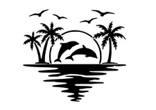 Schablone " Palmen und Meer... " auf A4