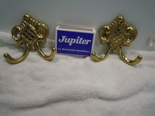 2 St. Vintage Messing Kleiderhaken Garderobe Wand Haken Doppelhaken Mantel Jacke