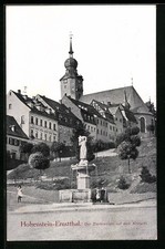 Hohenstein-Ernstthal, Ansichtskarte, Zierbrunnen auf dem Altmarkt 1915 
