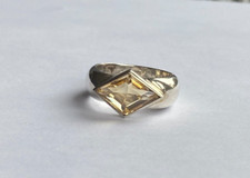 Ring Bandring massiv mit Citrin 925 Silber Größe 16,8 mm - 53 (2323)