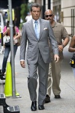 Herren Grau Streifen Anzug Modisch Designer Hochzeit Freizeit Dinner ( + Hose)