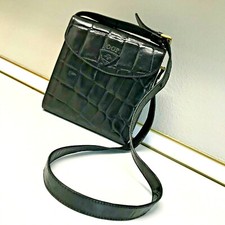 JOOP! Tasche Handtasche - schwarz - Krokoprägung - langer Riemen