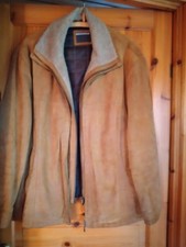 Herren Wildlederjacke mit Fellkragen hellbraun Größe 26