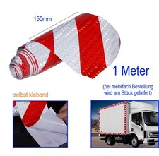 1m klebende 150mm breit Reflextion Band rot weiss für LKW Rampe Baustelle etc.