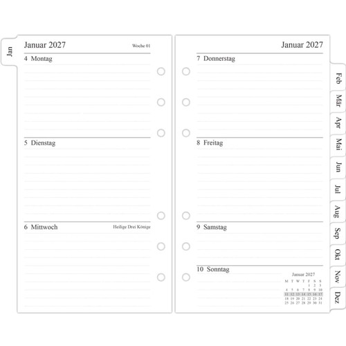 2027 wochenplaner einlage - wochenplaner,