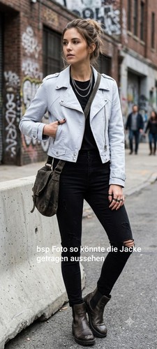 Bikerjacke damen 38 grau - gr, m
