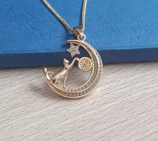 Anhänger Katze Mond 18K