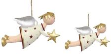 dekorativer fliegender Deko Engel aus Metall mit goldenem Sternchen 