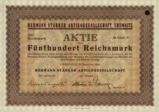Hermann Stärker AG 1940 Chemnitz Sachsen Gornau Erzgebirge Strumpfwaren 500 RM