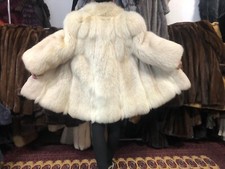 Fuchsmantel Polar Pelz Fuchs Pelzmantel Real Fox Fur Coat Pelliccia L-XL white