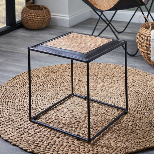Rattan fußhocker leder - fußhocker,
