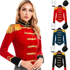 DE Damen Jacke Tops Fransenschulter Zirkusdirektor Karneval Leistung Kostüm Set