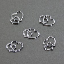 25 Doppelherzen silber Deko