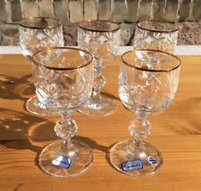 5 vintage Likörgläser mit Goldrand oben 10,8 x 4,8 cm Bohemia Crystalex