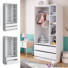 Kinderkleiderschrank Elmo 100 x 200 cm, Weiß, Kinderzimmer, Garderobe Vicco