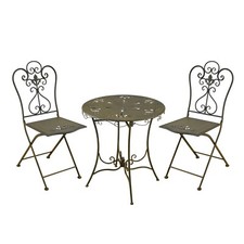 Tischgruppe Braun Lily Sitzgruppe Metall Garten nostalgisch HTI-Living