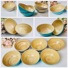 Kesper Obstschale Gebäckschale Türkis Beige Ø 15 cm Bambus 2/4/6 Stück