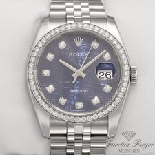 Rolex Datejust 36 mm 116244 2014 Stahl Weissgold 750 Diamanten Automatik