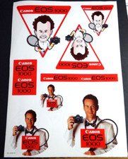 Aufkleber-Bogen Canon EOS 1000 Analog Kamera Foto John McEnroe USA Tennis 90er