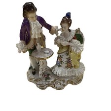 Edle Rokoko Figur, Paar beim Kaffee Trinken, Volkstedter Porzellan