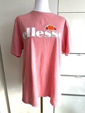 ellesse T-Shirt Sports Logo Cotton Retro Top Pink Longshirt