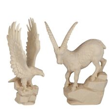 2 Holz Tiere geschnitzt natur