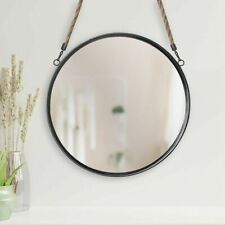Dekospiegel Nina Runder Spiegel 30cm Wandspiegel Metallrahmen Schwarz Kordelzug