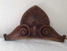 alt antik Schrank Aufsatz Zierelement Spiegel Möbel Krone Holz dunkel 34x18cm -4