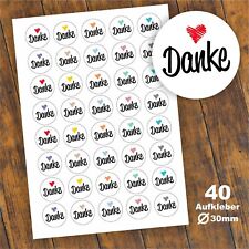 40 Aufkleber "Danke" Etikett
