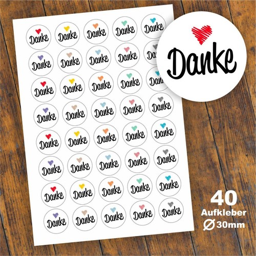Aufkleber danke etikett - 40, "danke"