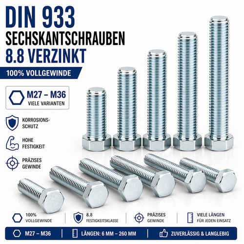 Sechskantschrauben din 933 - sechskantschrauben,