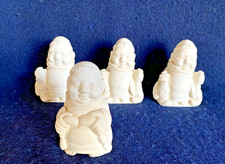 4 x Mönch Buddha  Keramik Weiß Höhe 8 cm, Breite 6 cm