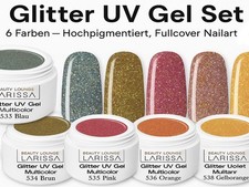 Glitter UV Gel Set 6 Farben – Hochpigmentiert, Multicolor, Nailart & Fullcover