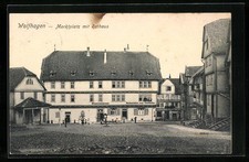 AK Wolfhagen, Marktplatz mit Restaruant zum Stadtkeller und Rathaus 1911 