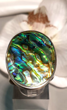 925 Silber Ring Handarbeit Meisterpunze große Abalone Seeopal RG 66/ 21 mm
