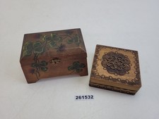 2x Etuis Dosen Holz Klee