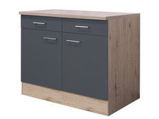 Küchenunterschrank - 100 cm breit - Basaltgrau Matt San Remo Eiche – Morena