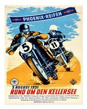Vintage Motorrad Rennplakat