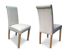 Cremeweiße Echtleder Stühle