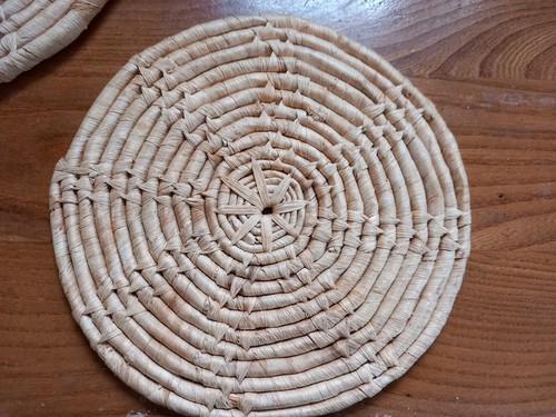 Vintage gewebt rund rattan - rund,