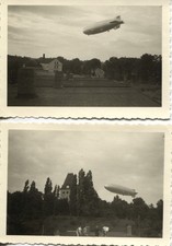 2 Fotos s/w, Leipzig Zeppelin LZ130 "Graf Zeppelin" über Thekla, 1939