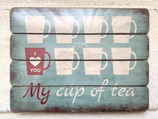 Holzbild Dekobild Wandbild Holz Tea Time Retro Nostalgie Clayre&Eef 30x40 OVP