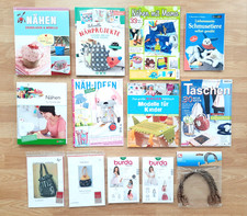 Nähen 8 Bücher und Zeitschriften + 4 Anleitungen für Taschen + 2 Taschengriffe 
