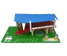 Alte Shell Spielzeug Modell Auto Parkhaus Tankstelle Garage Holz Löhmann 70er