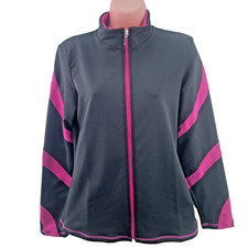 Chloe Noel Spiral Eiskunstlaufjacke, Größe Erwachsene Medium, schwarz/fuchsia J36