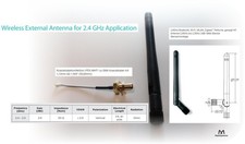 SMA WLAN Antenne 2,4GHz 2,5dBi inkl Adapterkabel UFL-SMA Anschluss