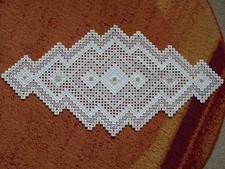 Hardangerläufer Hardanger Läufer Decke wollweiß Lurex gold Stern 37 x 75 cm NEU