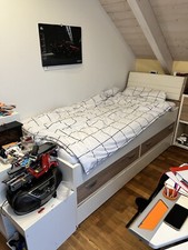 Jugend Ausziehbett mit Bettkasten, Matratze, Schubladen, Tandemliege 90(180)x200