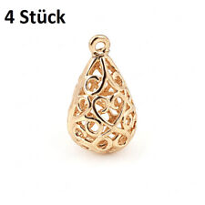 4 Anhänger Tropfen vergoldet